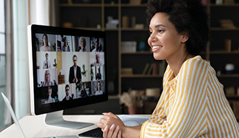 woman lookinging at screen