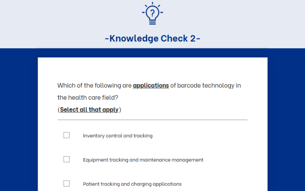screenshot of AHRMM Academy online course with accordion dropdowns to identify keywords