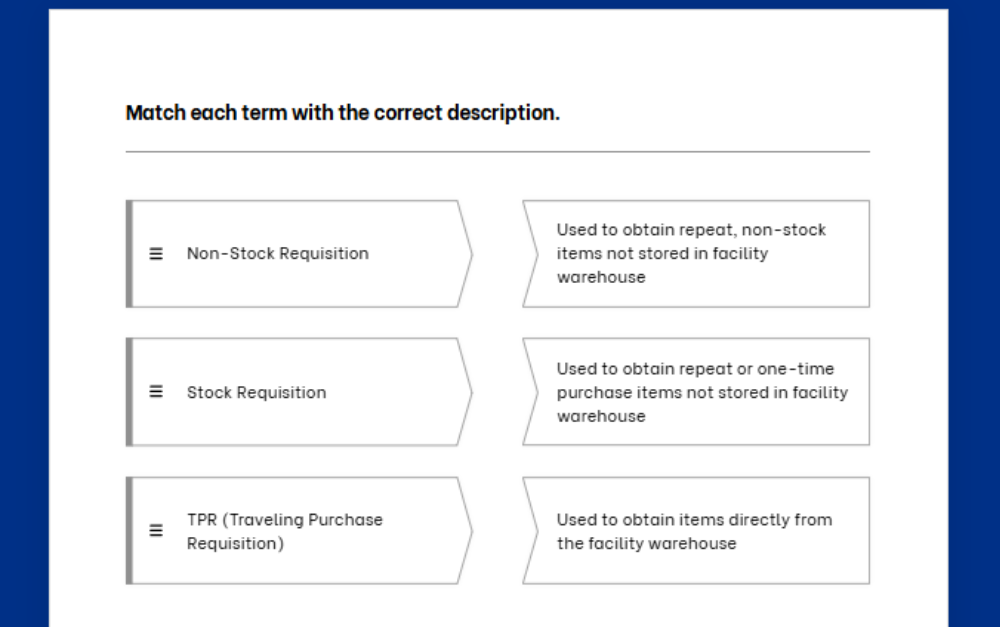 screenshot of AHRMM Academy online course with knowledge checks