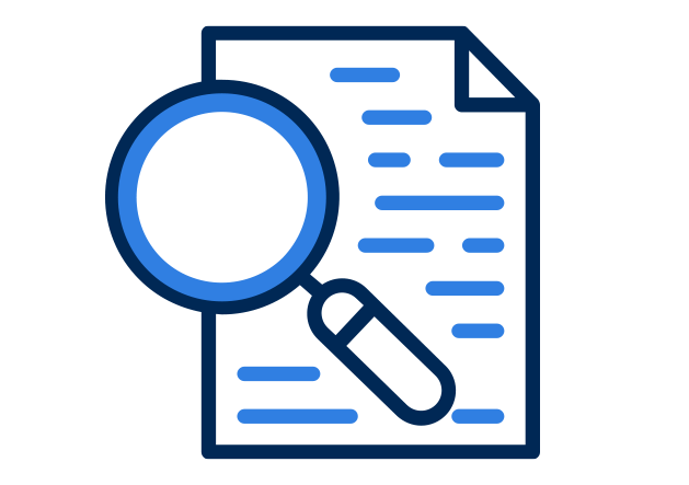 iconography of magnifying glass on a document