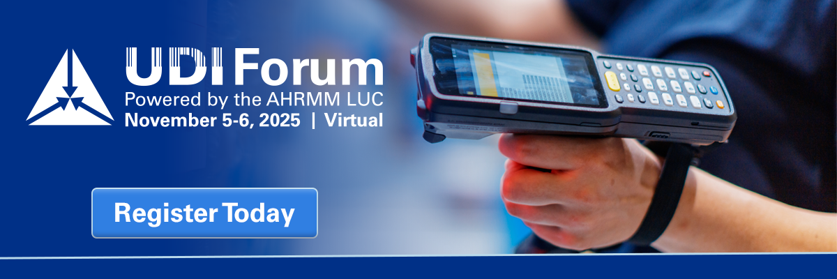 Person using UDI to scan the UDI Forum Logo 