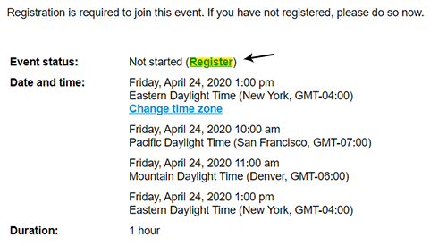 Webex Register