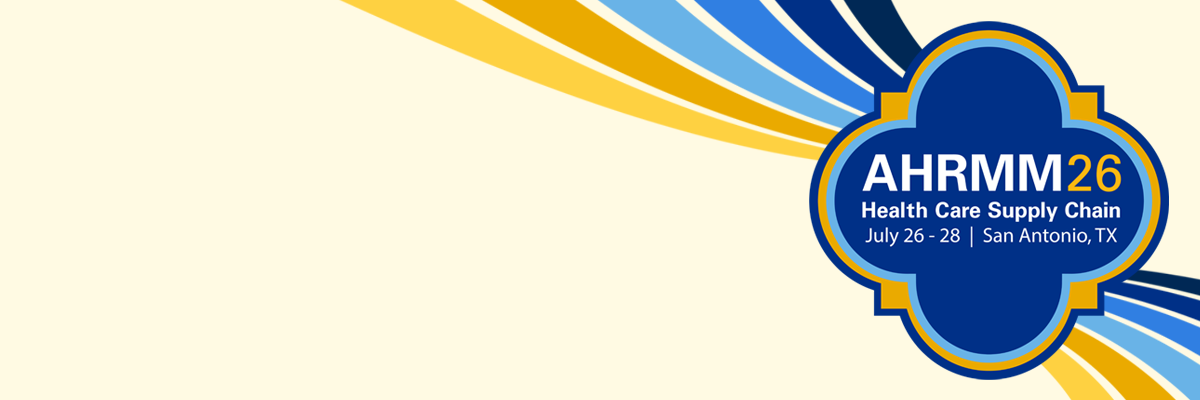 AHRMM26 logo on light yellow with waves